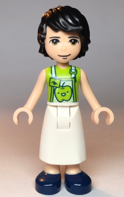 Friends David - Lime Shirt, White Apron with Lime Apple, Dark Blue Shoes