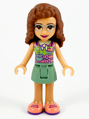 Friends Olivia (Nougat) - Sand Green Skirt, Sand Green Top, Coral Shoes