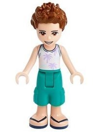Friends Ethan - Dark Turquoise Shorts, White Top with Palm Trees