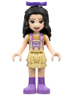 Friends Emma - Tan Dress with Straps, Medium Lavender Boots, Dark Purple Bow