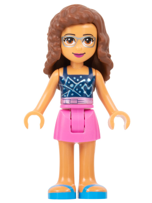 Friends Olivia (Nougat) - Dark Pink Skirt, Dark Blue Top with Constellations