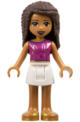 Friends Andrea - White Skirt, Magenta Sleeveless Shirt with Hearts and Rabbit Face
