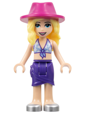 Friends Stephanie - Medium Blue Swimsuit Top, Dark Purple Skirt, Silver Shoes, Magenta Hat