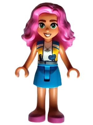 Friends Nadia - Medium Azure and Yellow Vest, Medium Azure Skirt, Dark Pink Shoes