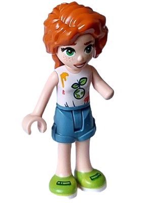 Friends Autumn - White Sleeveless Top, Sand Blue  Shorts, Lime Shoes