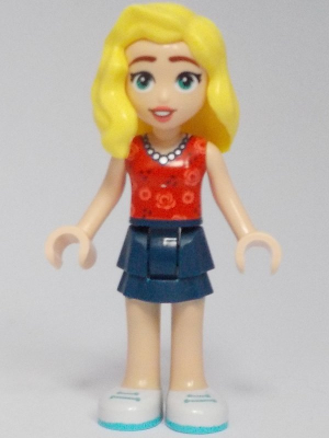 Friends Matilde - Red Top, Dark Blue Layered Skirt, White Shoes
