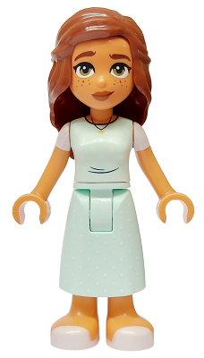 Friends Mary Joy - Light Aqua Scrubs Dress with White Short Sleeves, White Sandals