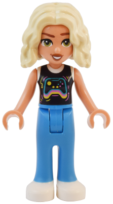 Friends Nova - Black and White Shirt with Video Game Controller, Dark Azure Trousers, White Shoes