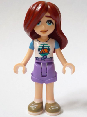 Friends Paisley - White T-Shirt with Tent, Medium Lavender Shorts, Dark Tan Shoes