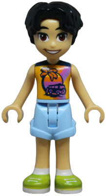 Friends Niko - Bright Light Orange Sleeveless Shirt, Bright Light Blue Shorts, Lime Shoes