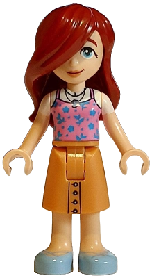 Friends Paisley - Bright Pink Tank Top, Nougat Skirt Mid-Length, Bright Light Blue Shoes