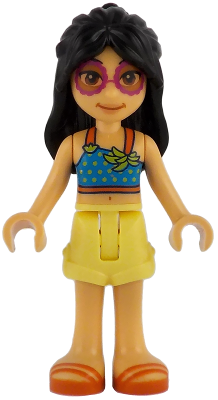 Friends Liann - Dark Azure Top, Bright Light Yellow Shorts, Reddish Orange Sandals