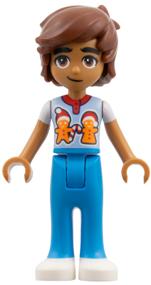 Friends Leo - Bright Light Blue Shirt with Gingerbread Men