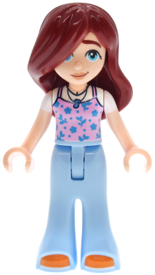 Friends Paisley - Bright Pink Tank Top, Bright Light Blue Trousers Bell-Bottoms, Orange Shoes