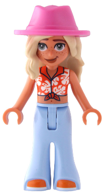 Friends Sage - Reddish Orange Cropped Shirt, Trousers Bell-Bottoms, Orange Shoes, Dark Pink Cowboy Hat