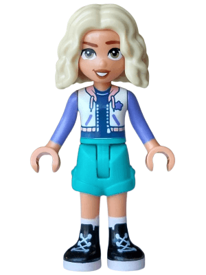 Friends Nova - White Hoodie with Warm Pink Hood, Dark Turquoise Shorts, Black Boots