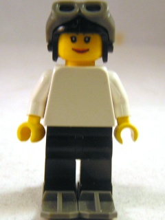 FIRST LEGO League (FLL) Climate Connections Skier Female White Top, Black Aviator Cap
