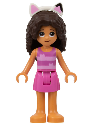 Gabby - Dark Pink and Bright Pink Striped Tank Top, Dark Pink Skirt