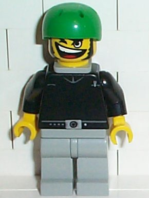 Skateboarder, Black Shirt, Light Gray Legs, with Back Stud