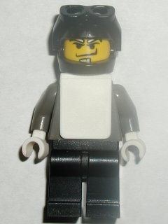 Snowboarder, Dark Gray Shirt, Black Legs, Black Helmet, White Vest