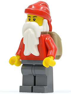 Santa, Dark Bluish Gray Legs, Backpack Open
