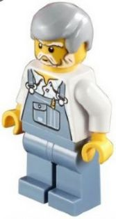 Overalls Sand Blue, Sand Blue Legs, Light Bluish Gray Male Hair, White Beard