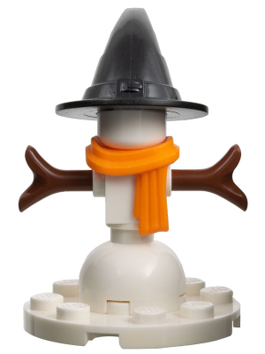 Snowman - Black Wizard / Witch hat, Orange Scarf