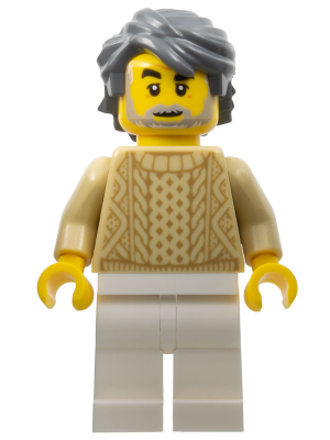 Snowmobile Driver - Male, Tan Knit Sweater, White Legs, Dark Bluish Gray Hair