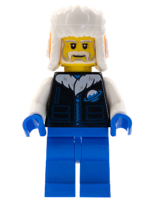 Man, Orange Ushanka Hat, Black Ice Planet Coat, Blue Legs