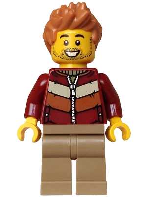 Holiday Express Train Passenger - Male, Dark Red Jacket, Dark Tan Legs, Medium Nougat Hair