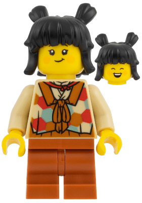 Child - Tan Vest, Black Hair, Dark Orange Mid Legs