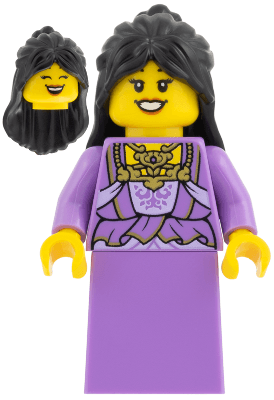 Woman - Medium Lavender Vest and Skirt, Black Hair