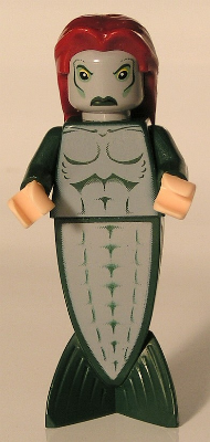 Merperson - Dark Green Body, Dark Red Long Hair