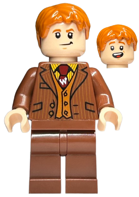 Fred Weasley - Reddish Brown Suit, Dark Red Tie, Grin / Smiling Head