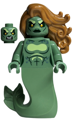 Merperson - Sand Green Body, Medium Nougat Wavy Hair