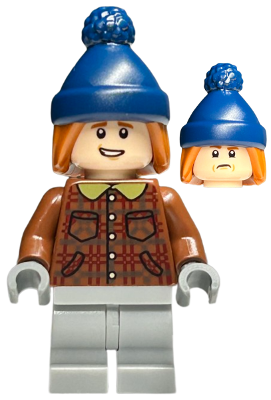 Ron Weasley - Reddish Brown Plaid Jacket, Light Bluish Gray Medium Legs, Dark Orange Hair with Dark Blue Stocking Cap