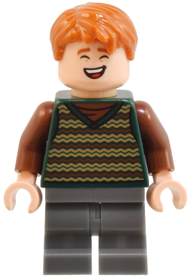 George Weasley - Dark Green Striped Sweater Vest, Dark Bluish Gray Medium Legs