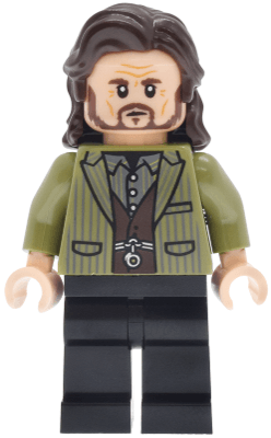 Minifigurka LEGO® hp639 Sirius Black - Dark Brown Hair, Olive Green Jacket, Black Plain Legs