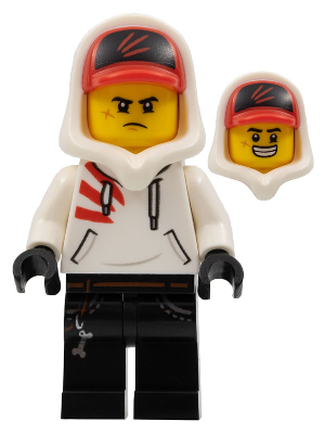 Jack Davids - White Hoodie with Cap and Hood (Large Smile / Grumpy)