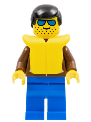 Jacket Brown - Blue Legs, Black Male Hair, Life Jacket