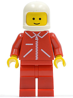 Jacket Red with Zipper - Red Arms - Red Legs, White Classic Helmet