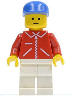 Jacket Red with Zipper - Red Arms - White Legs, Blue Cap