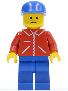 Jacket Red with Zipper - Red Arms - Blue Legs, Blue Cap