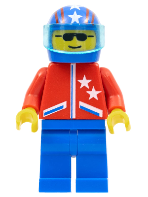 Jacket 2 Stars Red - Blue Legs, Blue Helmet 4 Stars & Stripes, Trans-Light Blue Visor