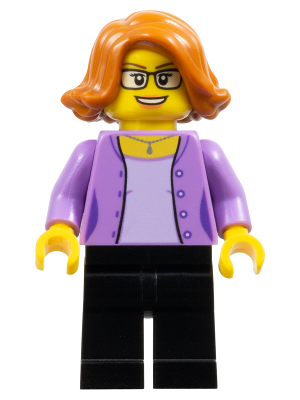 LEGOLAND Park Female with Dark Orange Short Hair, Medium Lavender Shirt, Black Legs