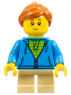 LEGOLAND Park Girl, Dark Azure Hoodie over Lime Shirt, Ponytail