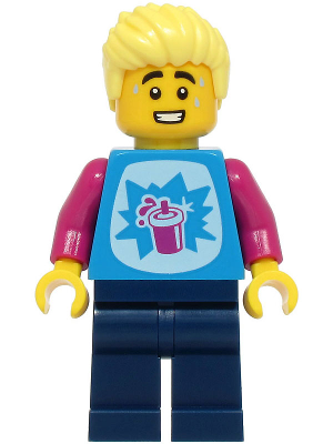 LEGOLAND Park Visitor - Male, Dark Azure Shirt with Slushy Cup, Dark Blue Legs, Bright Light Yellow Hair