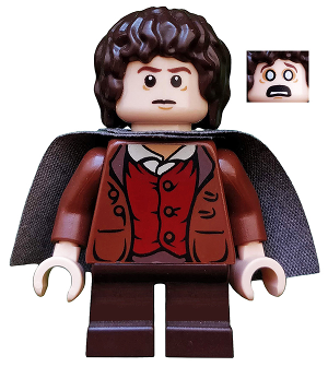 Frodo Baggins - Reddish Brown Jacket, Dark Brown Legs, Dark Bluish Gray Cape