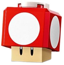 Super Mushroom - Tan Hinge Brick / Blue Plate, Round 2 x 2 Interior