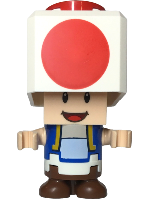 Toad - Happy, Open Mouth, White Hinge Top Plate, Black Hinge Brick and 2 x 2 Plate
